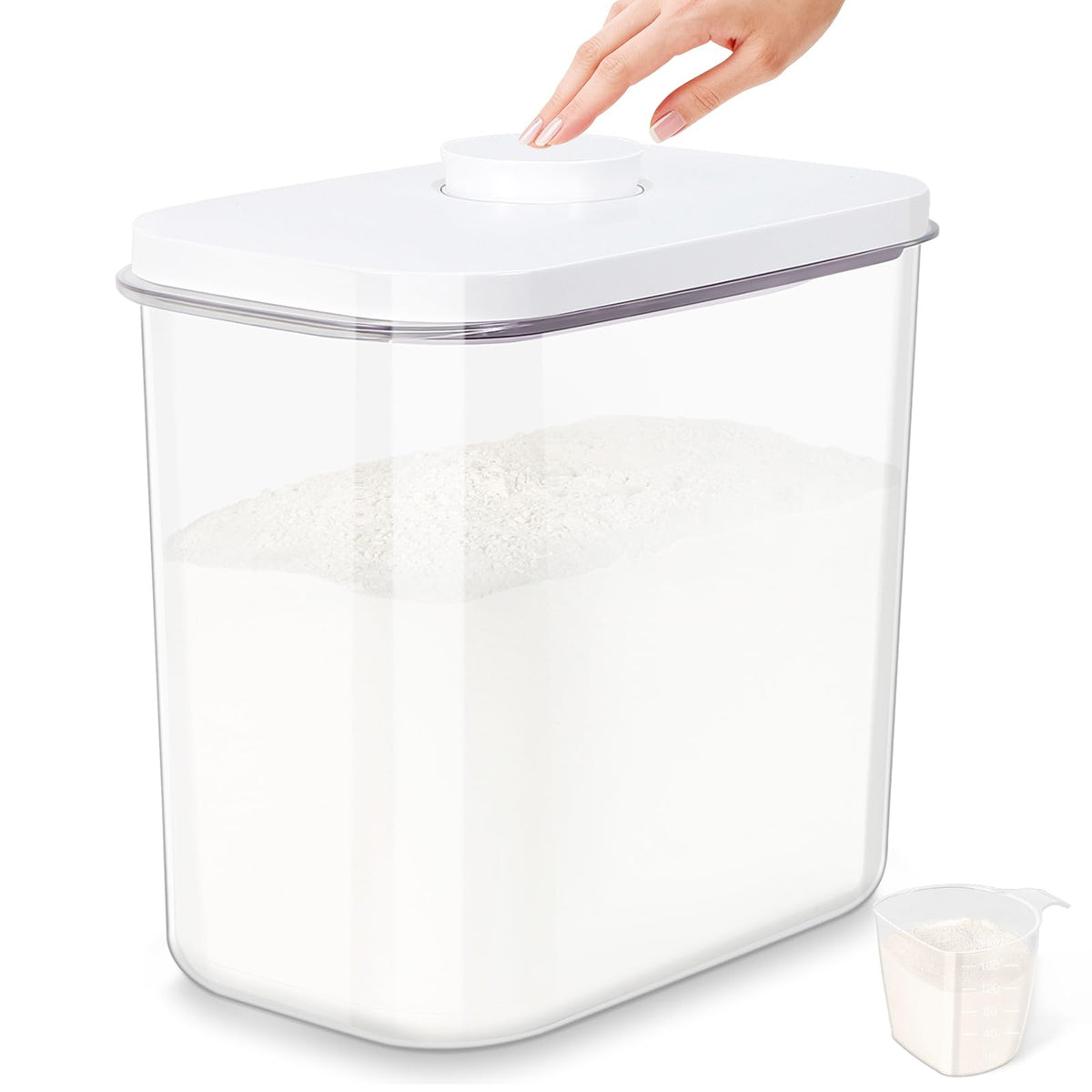 TBMAXS Airtight Rice Container 10 Lbs, Clear Plastic Food Storage Container Bin For Flour Sugar, Dry Food Holder with Easy Locking Lid for Kitchen Pantry Organization and Storage