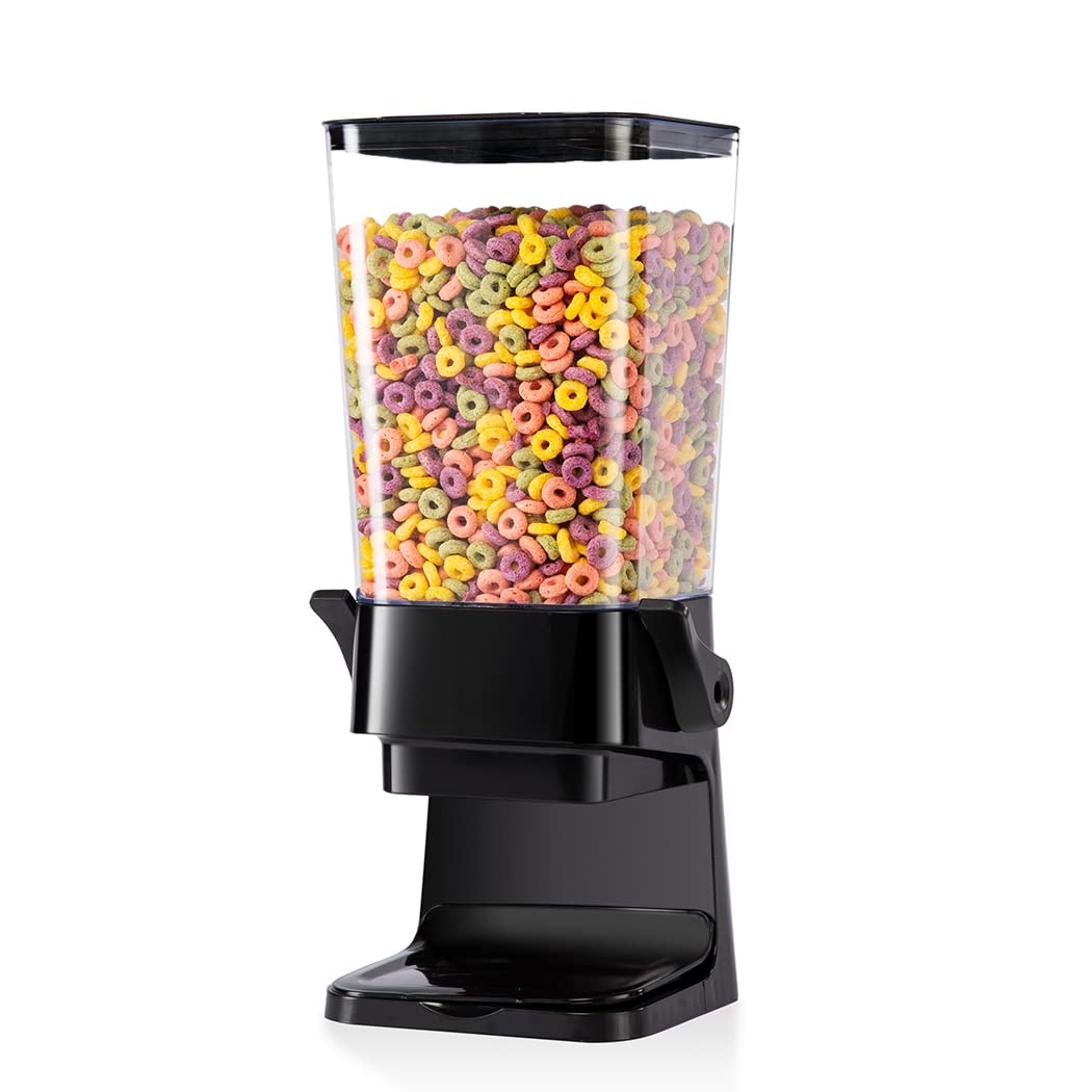 Cereal Dispenser Countertop with Lids, 5L Organization and Storage Containers for Kitchen and pantry, Rice Dispenser for food, Cereal, Beans, Nuts, Snack,Oatmeal, Dog Food, Bird Seed, Black, 3Pc