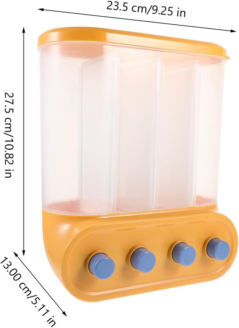 VANZACK Wall Mounted Rice Container for Cereal, Grain Dispenser, Press Type