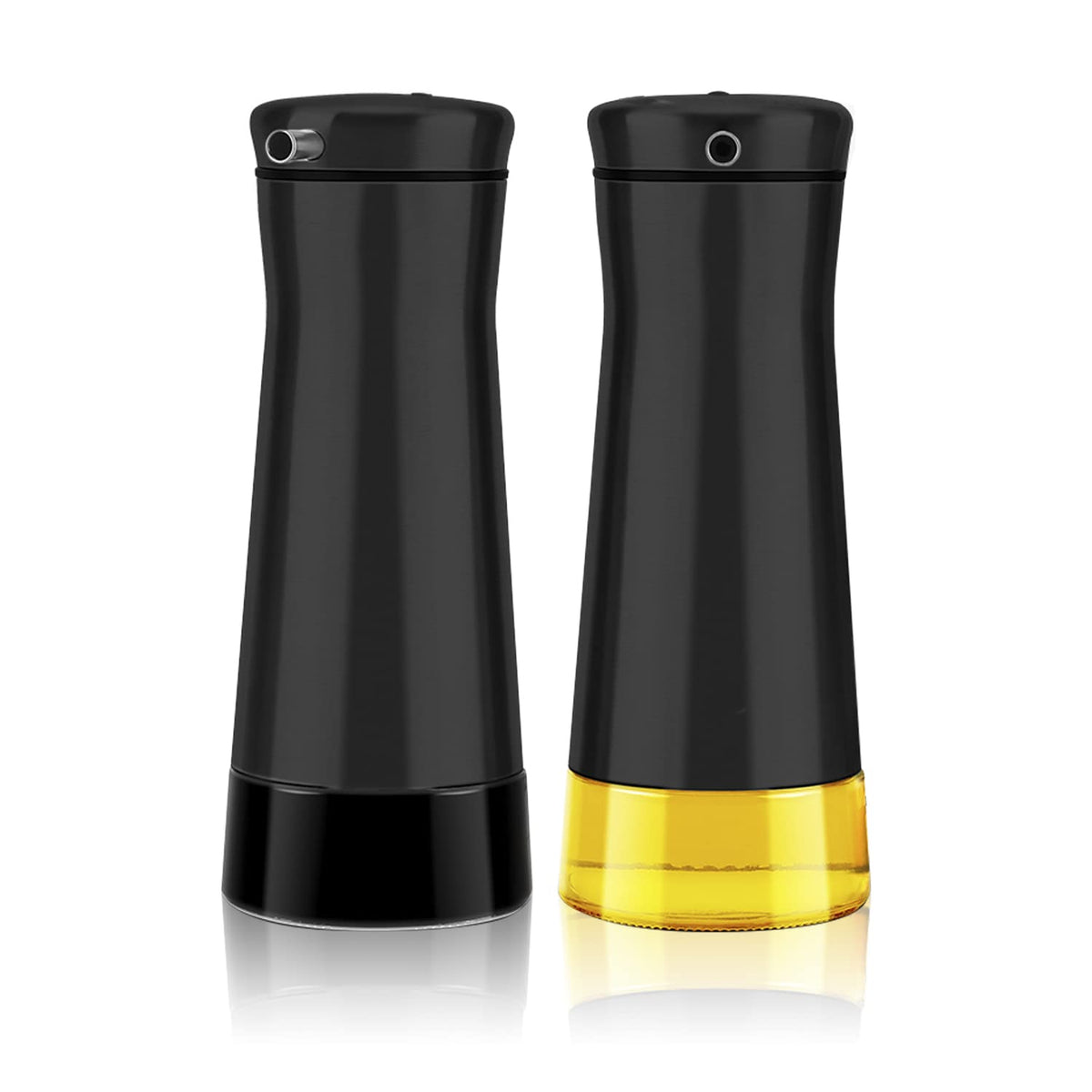 Aelga Olive Oil And Vinegar Dispenser Set -2 Pack Elegant Stainless Steel Oil Dispenser Set- Vinegar Bottle for Kitchen with No-Drip