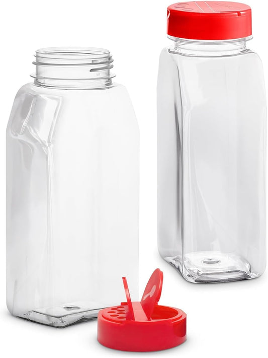 2 Pcs Seasoning Containers, 32 oz, Dual Flip-Top Lids, Plastic
