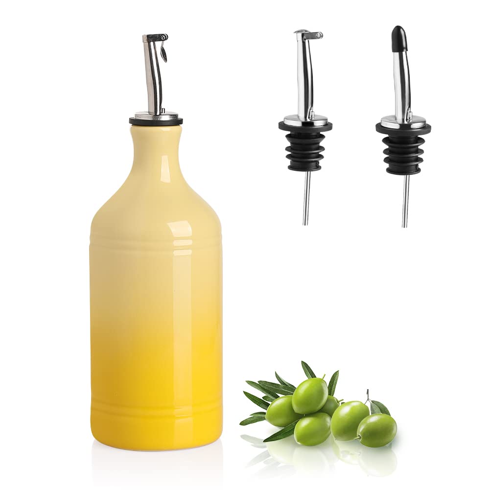Sweejar Ceramic Olive Oil Dispenser Bottle, Opaque Oil Cruet Protects Oil to Reduce Oxidation, Suitable for Storage Oil, Vinegar, Coffee Syrups & Other Liquids, Pack of 1, 15.5 Fl Oz (White)