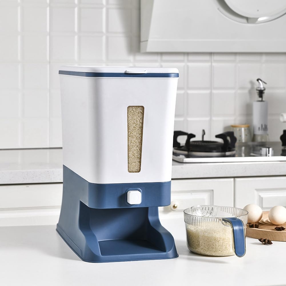 Press-Type Rice Dispenser Sealed Grain Container Dispenser Bucket Rice Cans 10KG-A