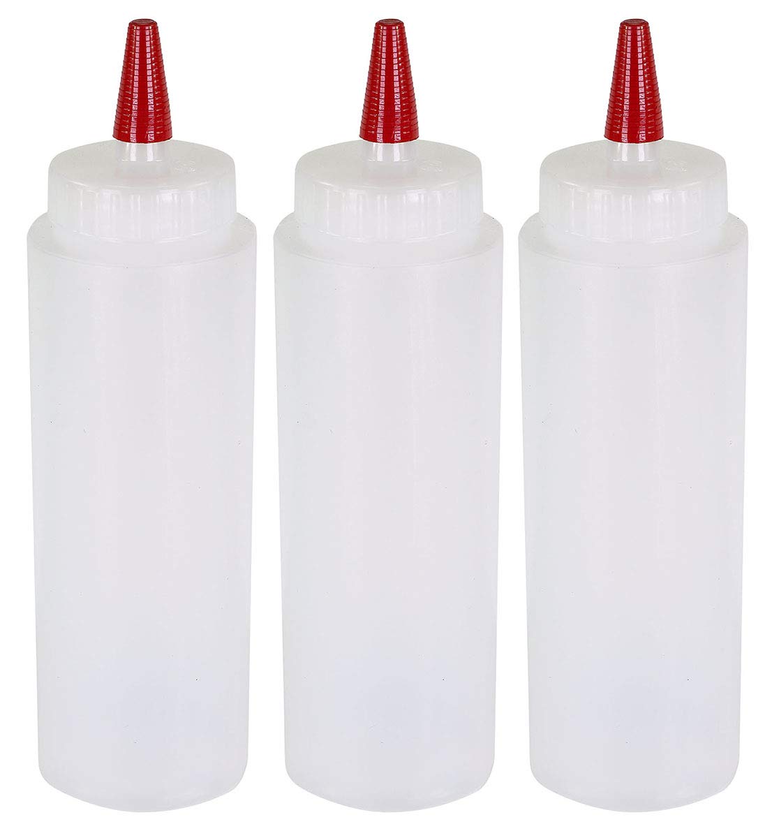 Pinnacle Mercantile Condiment Squeeze Bottles 16oz Wide Mouth Empty Squeeze Bottle Set with Red Tip Leak Proof, BPA Free - Squeeze Bottles for Sauces, Oils, Arts Crafts 6 Pack