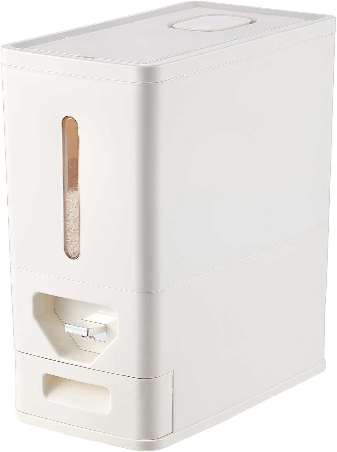 UFORU 22-25 LB Rice Dispenser,Airtight Rice Container with Built-In Drawer