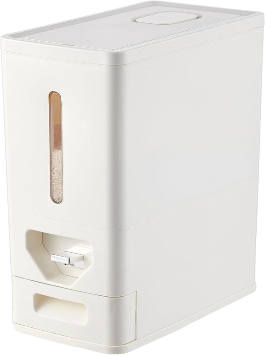 UFORU 22-25 LB Rice Dispenser,Airtight Rice Container with Built-In Drawer