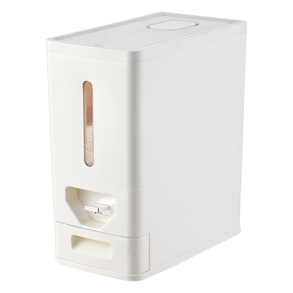 UFORU 22-25 LB Rice Dispenser,Airtight Rice Container with Built-In Drawer
