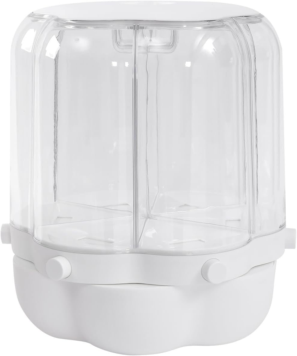360° Rotating Grain Dispenser with 6 Grids, 27lbs Large Capacity Grain Dispenser Rotating Kitchen Storage Containers With Sealed Lid for Cereals, Oatmeal and Candy