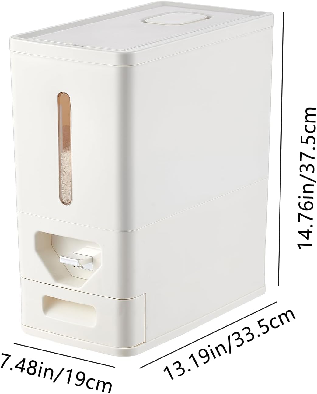 UFORU 22-25 LB Rice Dispenser,Airtight Rice Container with Built-In Drawer