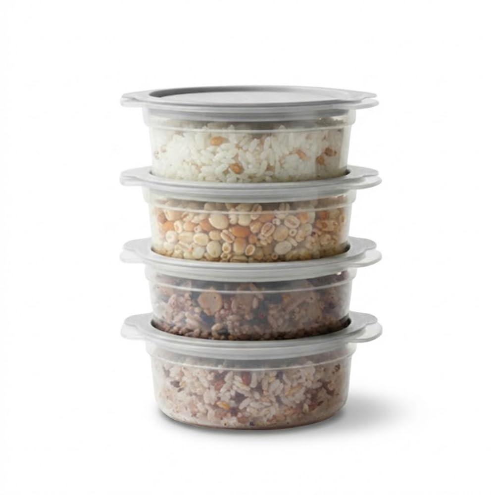 carrotez Plastic Freezer Cooked Rice Storage Container, 4Pack 1.8cup Mint