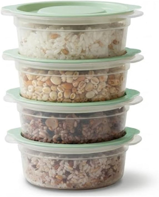 carrotez Plastic Freezer Cooked Rice Storage Container, 4Pack 1.8cup Mint