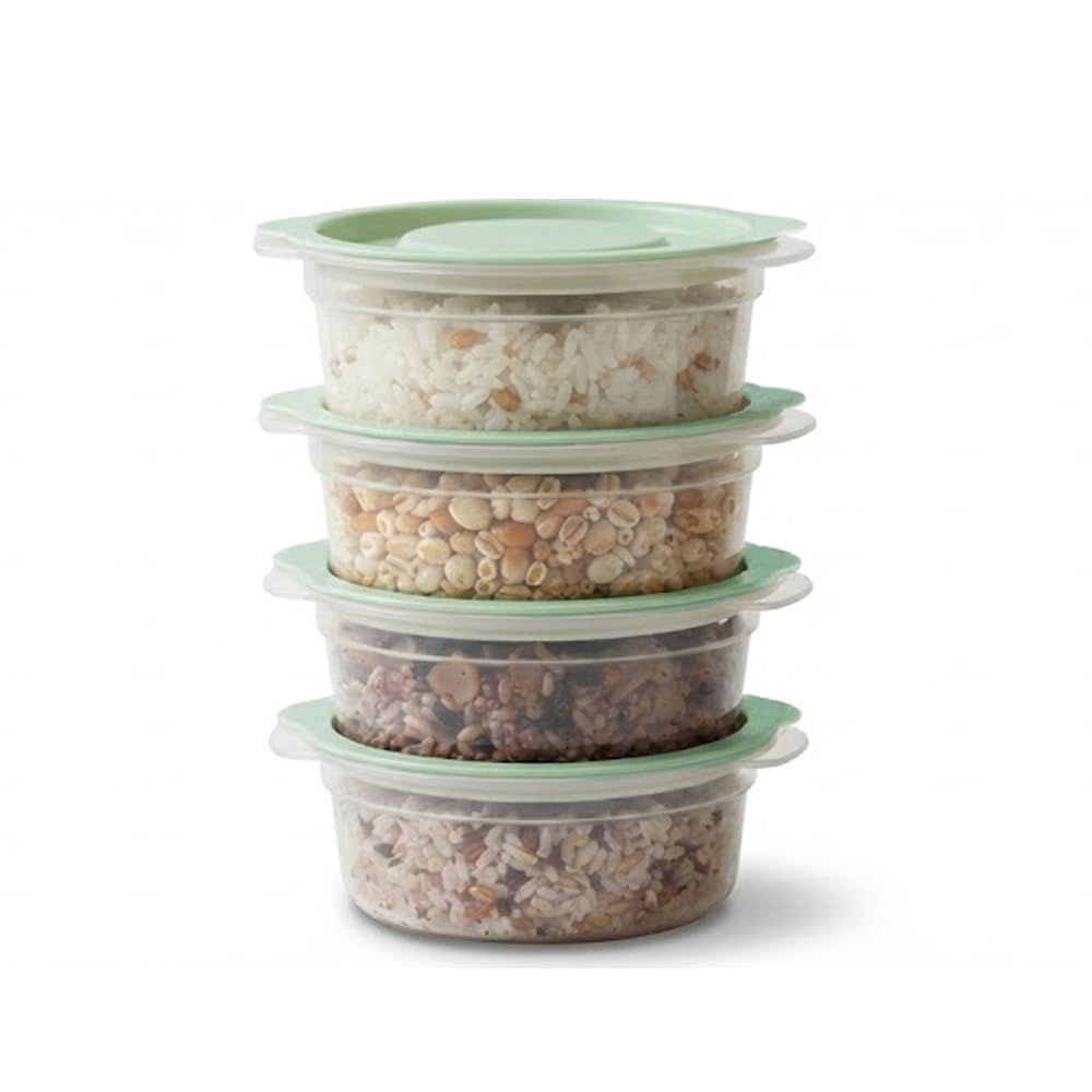 carrotez Plastic Freezer Cooked Rice Storage Container, 4Pack 1.8cup Mint