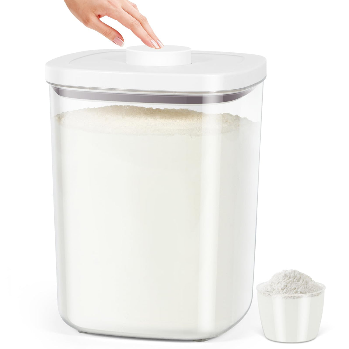 TBMAXS Airtight Rice Container 10 Lbs, Clear Plastic Food Storage Container Bin For Flour Sugar, Dry Food Holder with Easy Locking Lid for Kitchen Pantry Organization and Storage