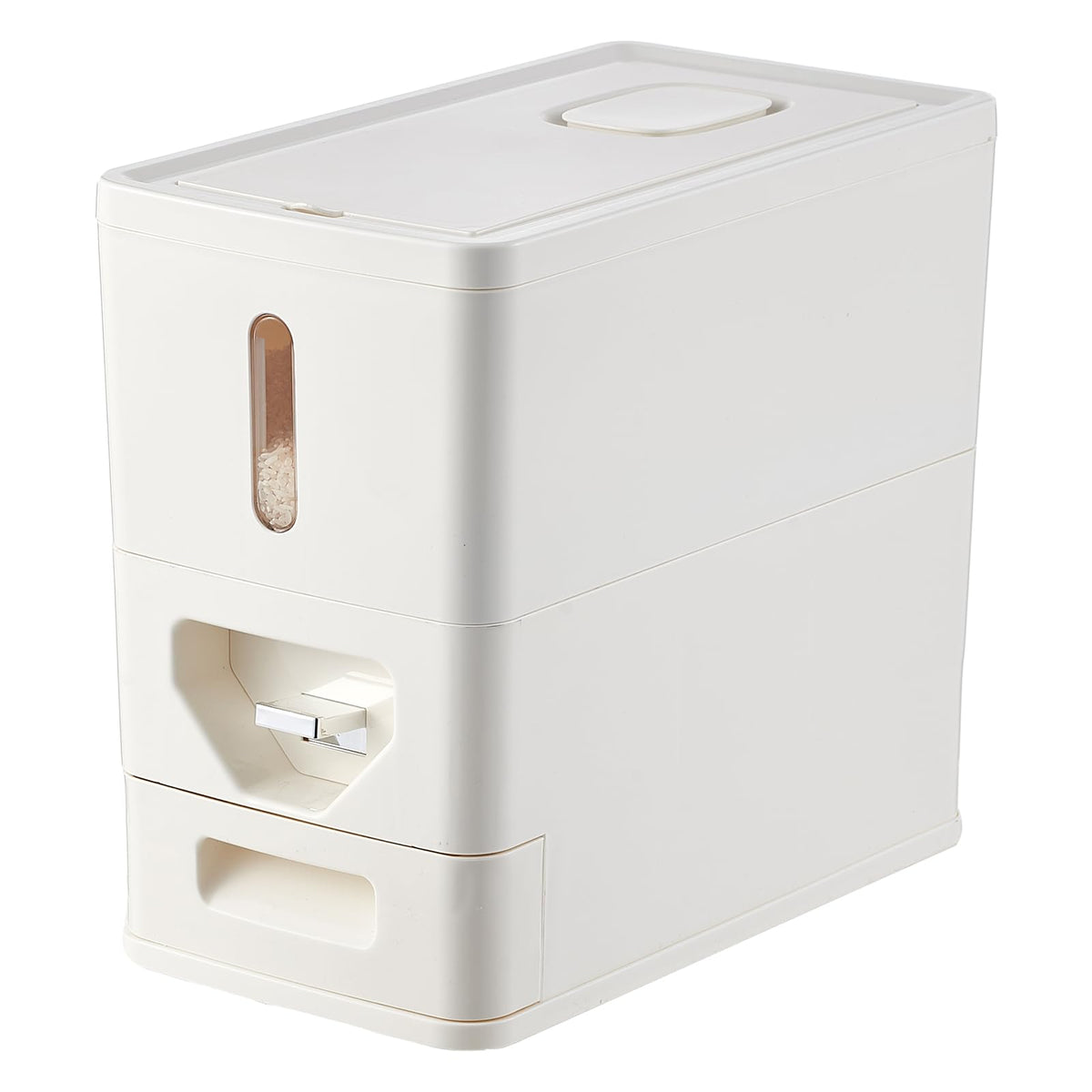 UFORU 22-25 LB Rice Dispenser,Airtight Rice Container with Built-In Drawer