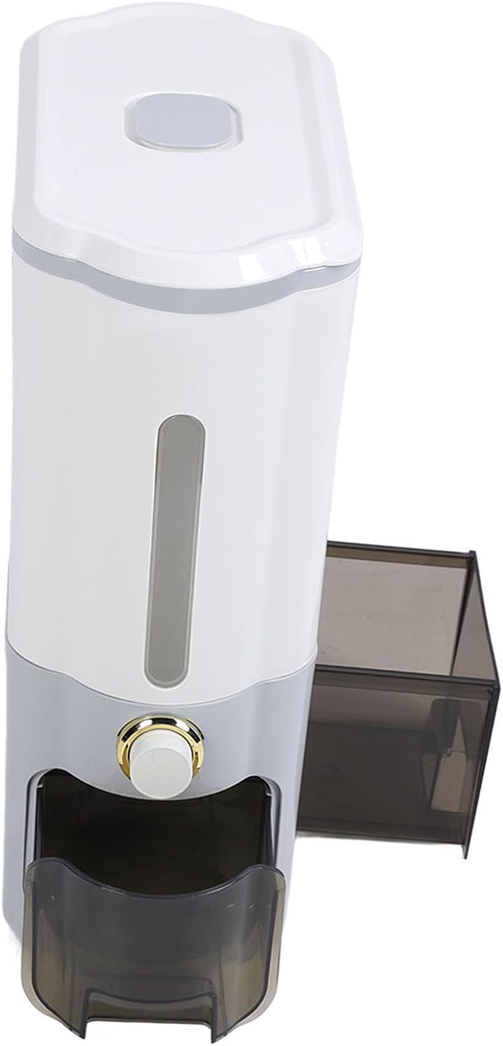Rice Dispenser with Lid PP 11kg High Temperature Press Type Sealed Rice Storage Container for Grain Beans (Light Grey)