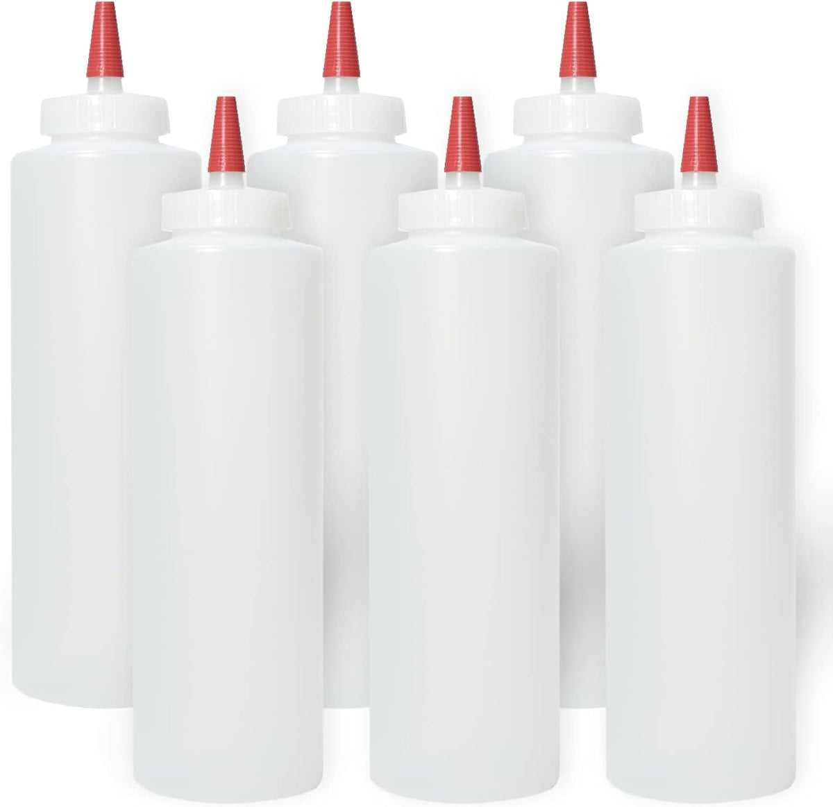 Pinnacle Mercantile Condiment Squeeze Bottles 16oz Wide Mouth Empty Squeeze Bottle Set with Red Tip Leak Proof, BPA Free - Squeeze Bottles for Sauces, Oils, Arts Crafts 6 Pack