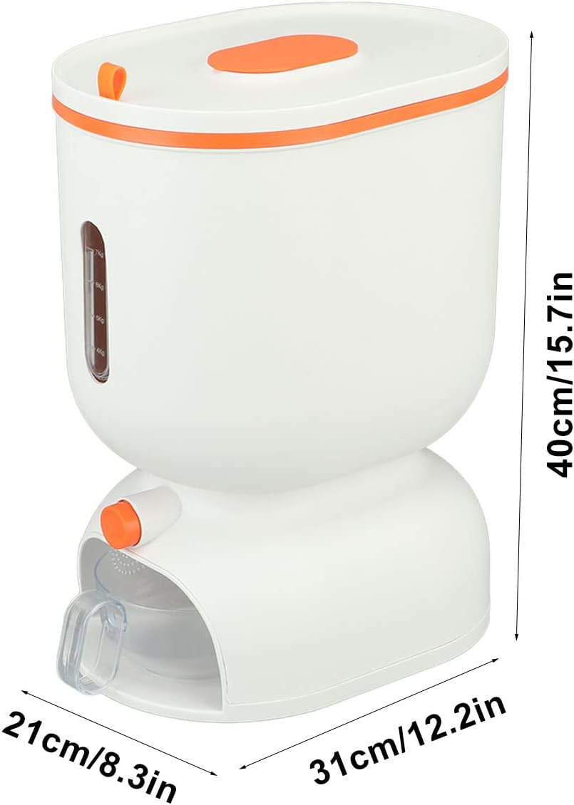Press Type Rice Bucket ABS and PP Leakproofness Scale Visualization Push Rice Bucket Containers for Rice Grain Cereal (Large 15x10x10cm/ 5.91x3.94in)
