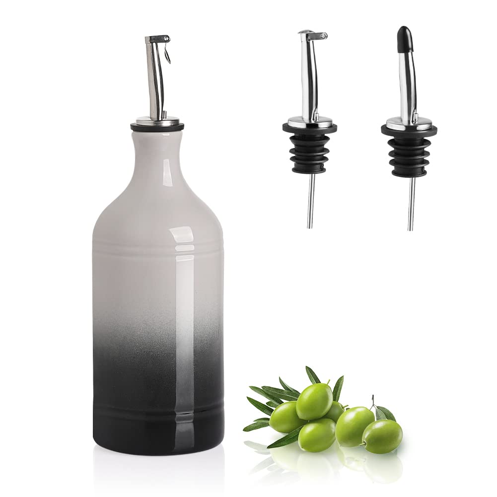 Sweejar Ceramic Olive Oil Dispenser Bottle, Opaque Oil Cruet Protects Oil to Reduce Oxidation, Suitable for Storage Oil, Vinegar, Coffee Syrups & Other Liquids, Pack of 1, 15.5 Fl Oz (White)