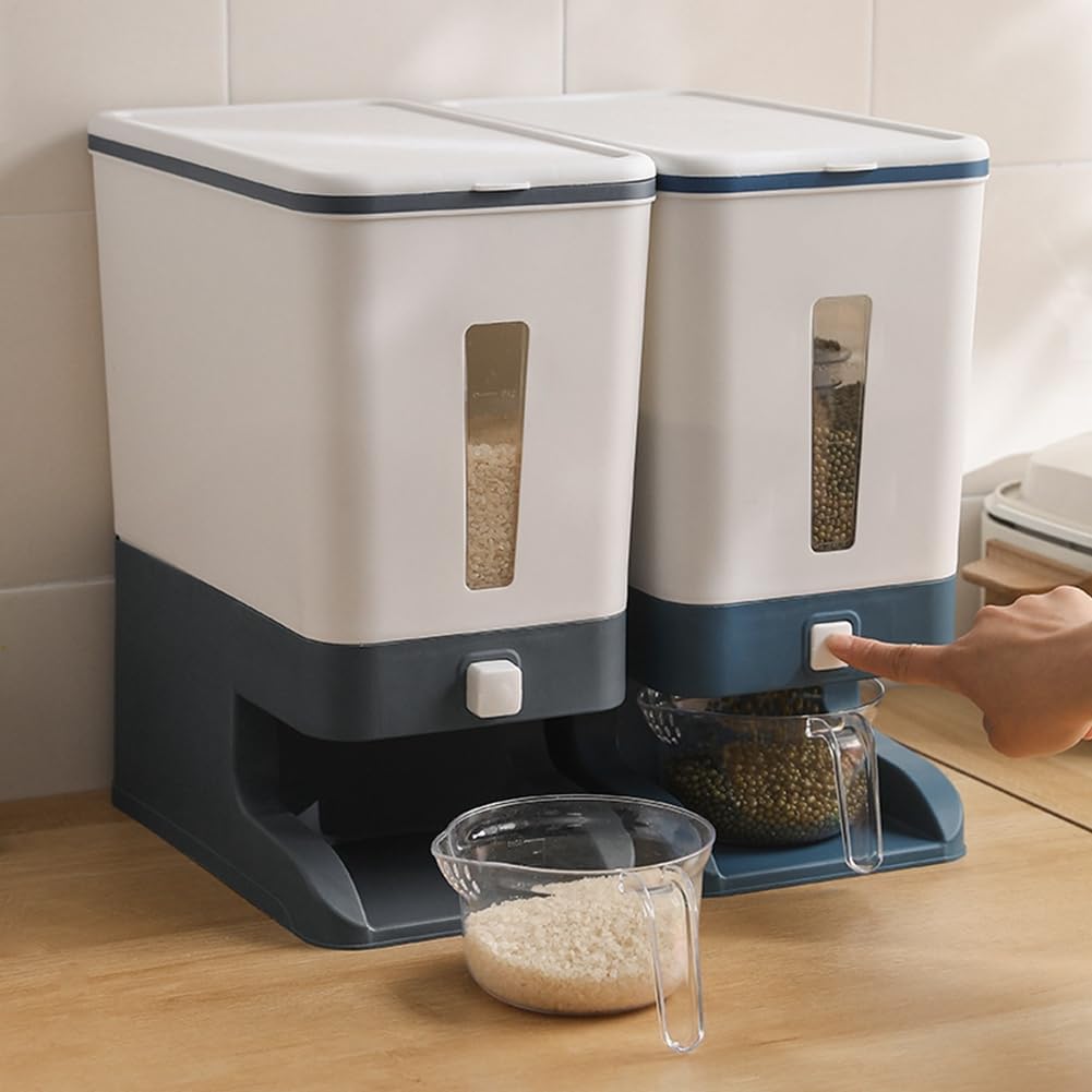 Press-Type Rice Dispenser Sealed Grain Container Dispenser Bucket Rice Cans 10KG-A