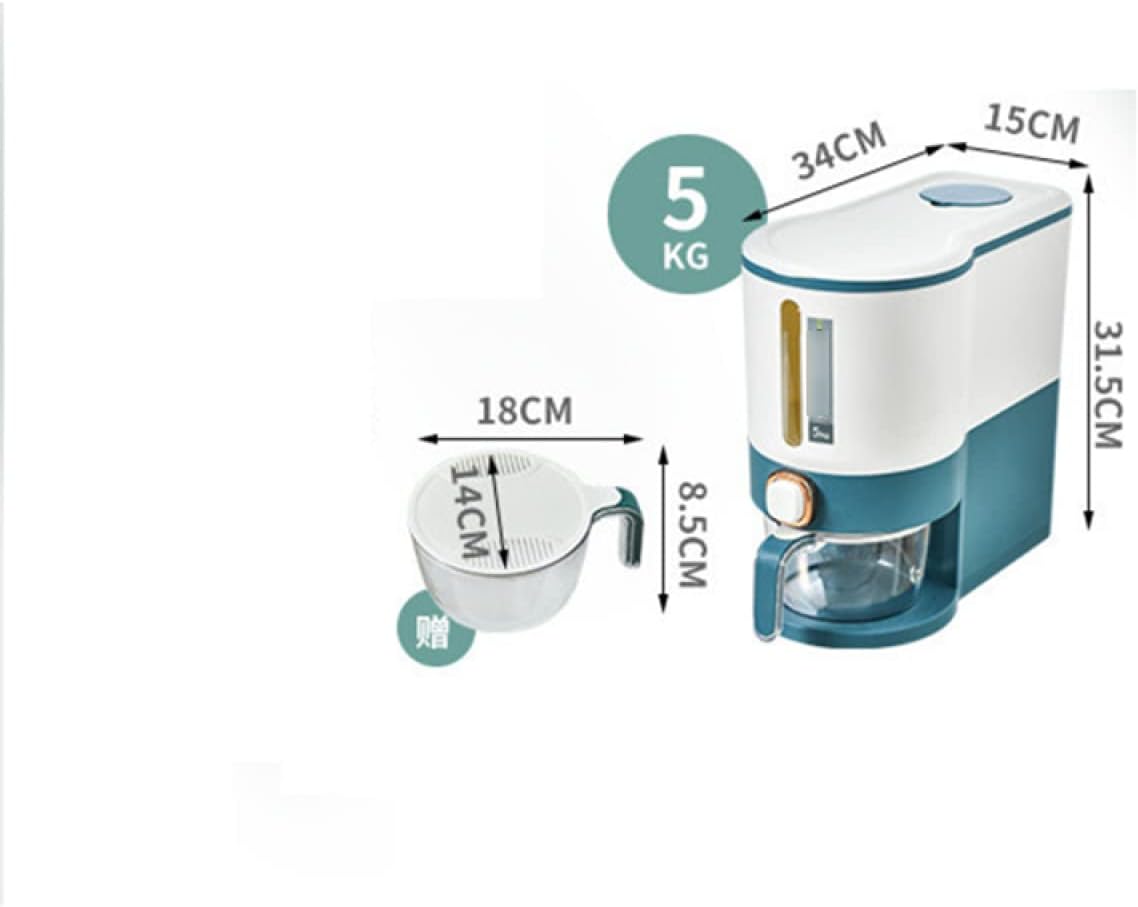 Rice Dispenser Rice Container Rice Dispenser 5kg Cereal Storage Containers Press-Type Automatic Household Sealed Tank Rice Tank Kitchen Rice Storage Box,Baolv,34cmx15cmx31.5cm