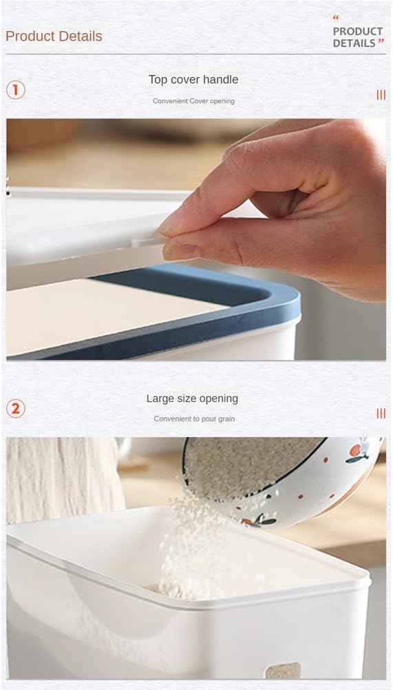 Press-Type Rice Dispenser Sealed Grain Container Dispenser Bucket Rice Cans 10KG-A