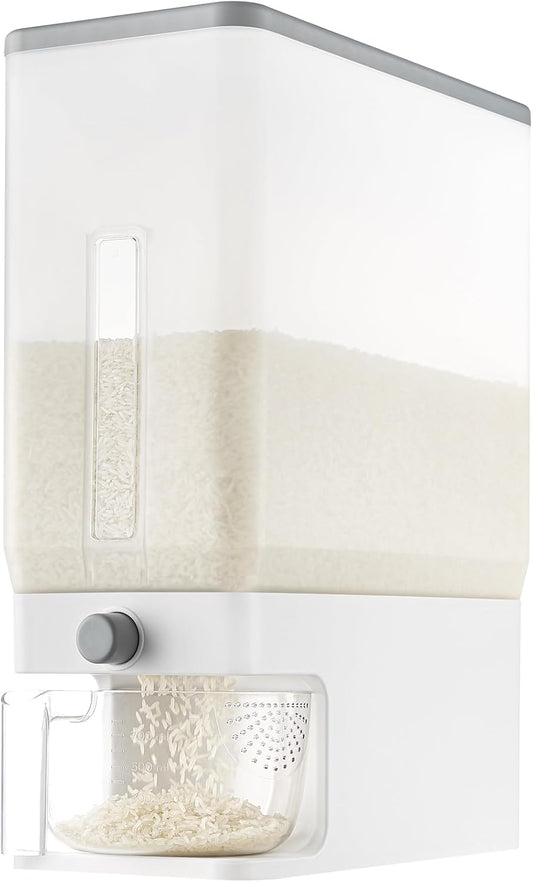 Lifewit Rice Container 26 Lbs, One-Press Dispenser with Measuring Cup