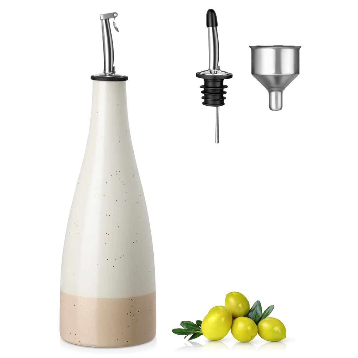 vancasso 20 Oz Ceramic Olive Oil Dispenser Bottle, Oil and Vinegar, Cream
