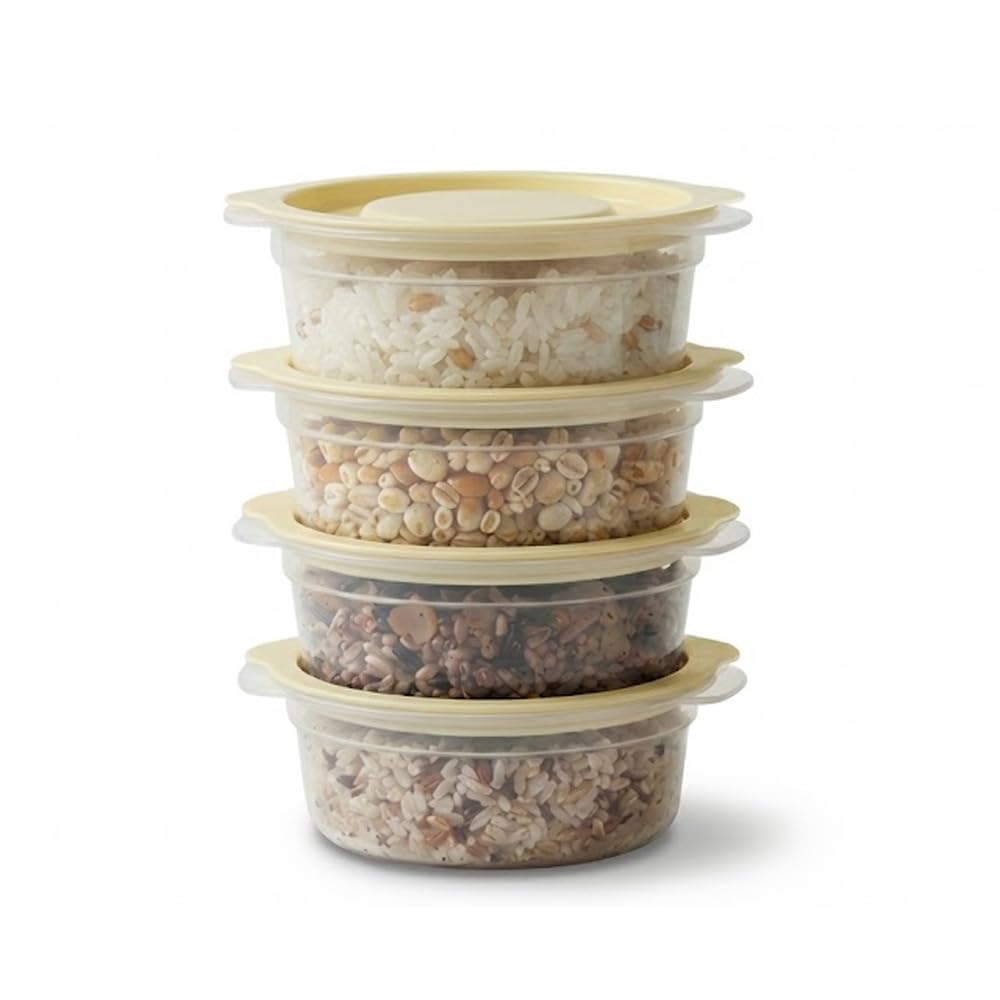 carrotez Plastic Freezer Cooked Rice Storage Container, 4Pack 1.8cup Mint