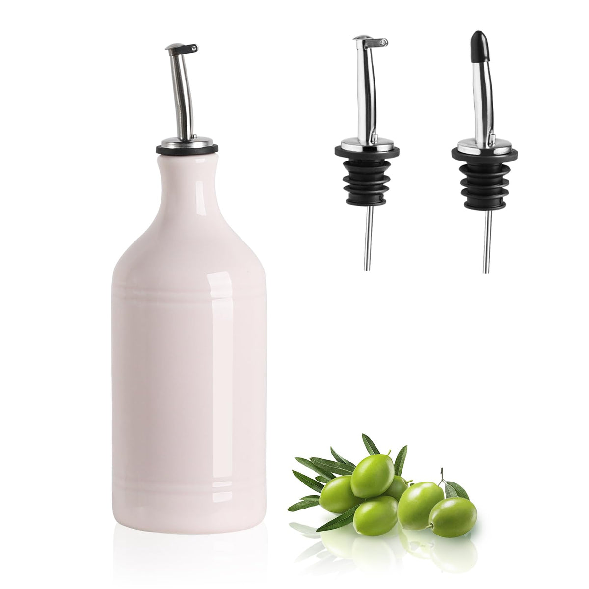 Sweejar Ceramic Olive Oil Dispenser Bottle, Opaque Oil Cruet Protects Oil to Reduce Oxidation, Suitable for Storage Oil, Vinegar, Coffee Syrups & Other Liquids, Pack of 1, 15.5 Fl Oz (White)