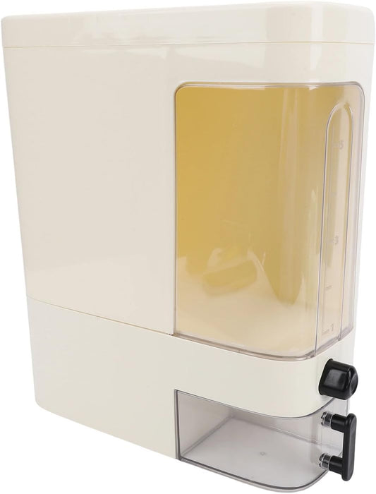AYNEFY Food Storage Packaging Proof Airtight Food Dispenser Bucket Press Type Humidity Proof Slim Rice Storage Container with Cup Cereal Dispenser for Rice,Corn,Coffee Bean (White)