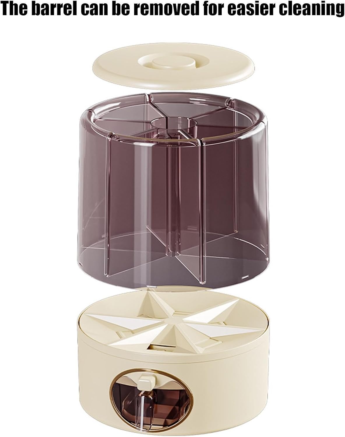 Grain Storage Container, 6 Grid Rice Dispenser, Rotating Storage Bin