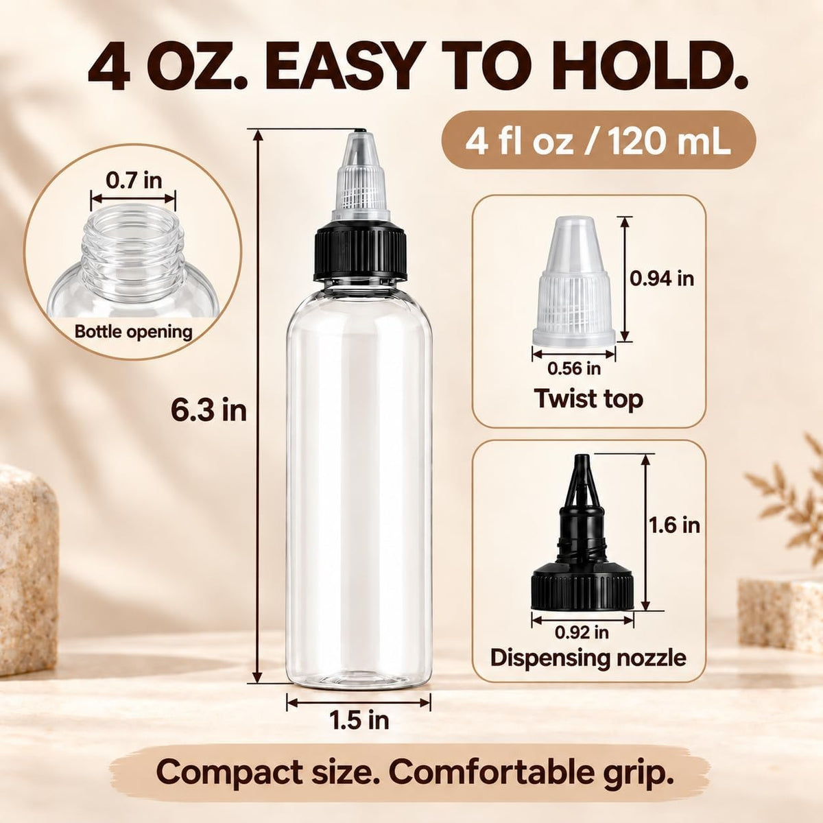 40 Pack Clear Dispensing Bottles,4oz Squeeze Bottles with Twist Top Caps