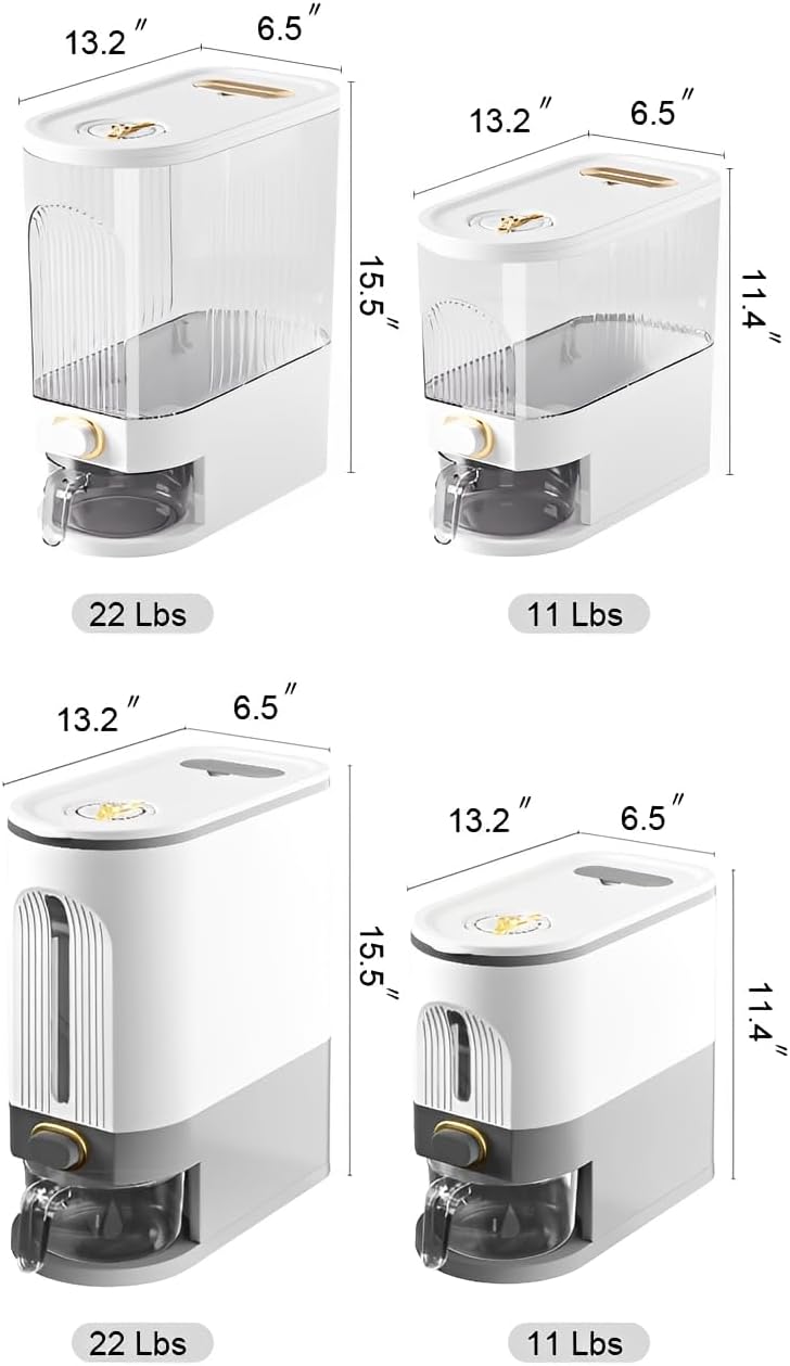 Gagee 22 Lbs Rice Dispenser, Clear