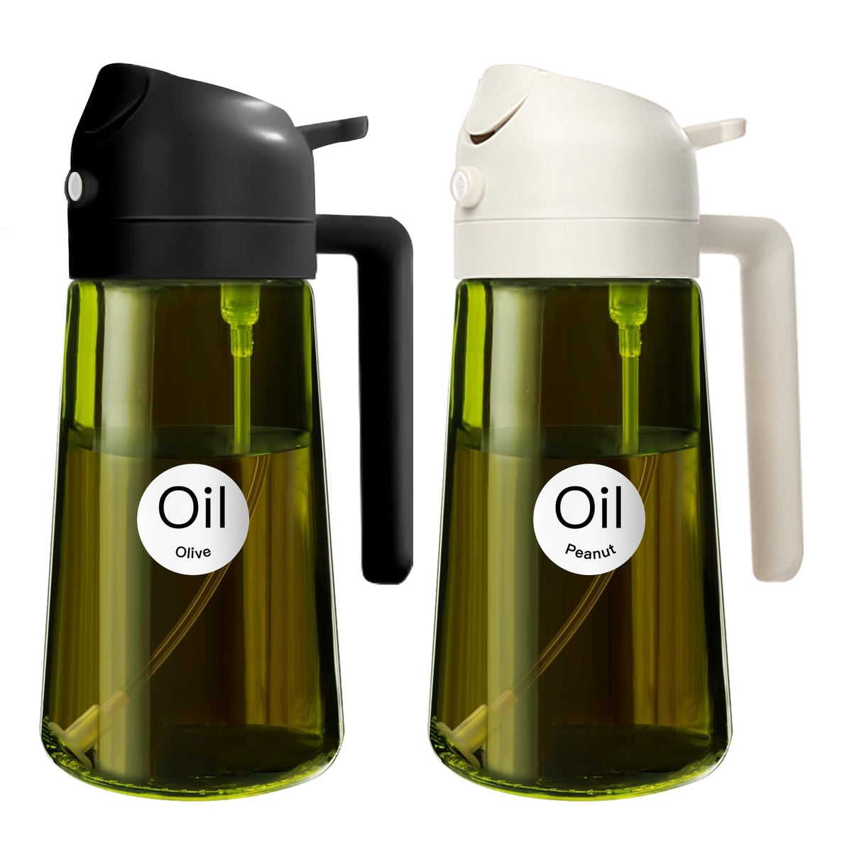 YARRAMATE 16 oz 2-in-1 Dark Glass Olive Oil Sprayer & Dispenser, BlackGreen