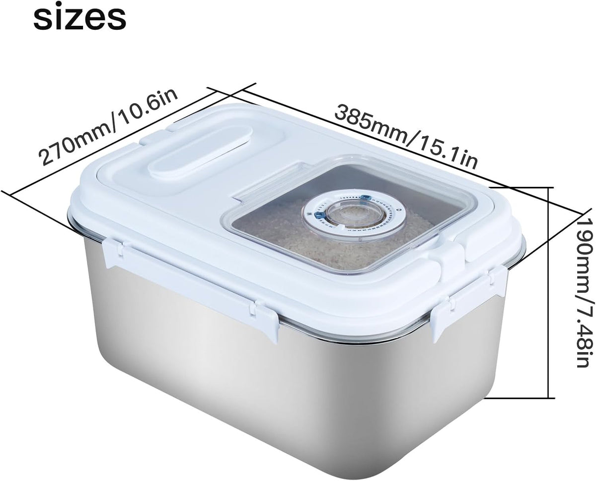 Saim Stainless Steel Rice Container, 20Lbs Airtight Storage Bin with Scoop