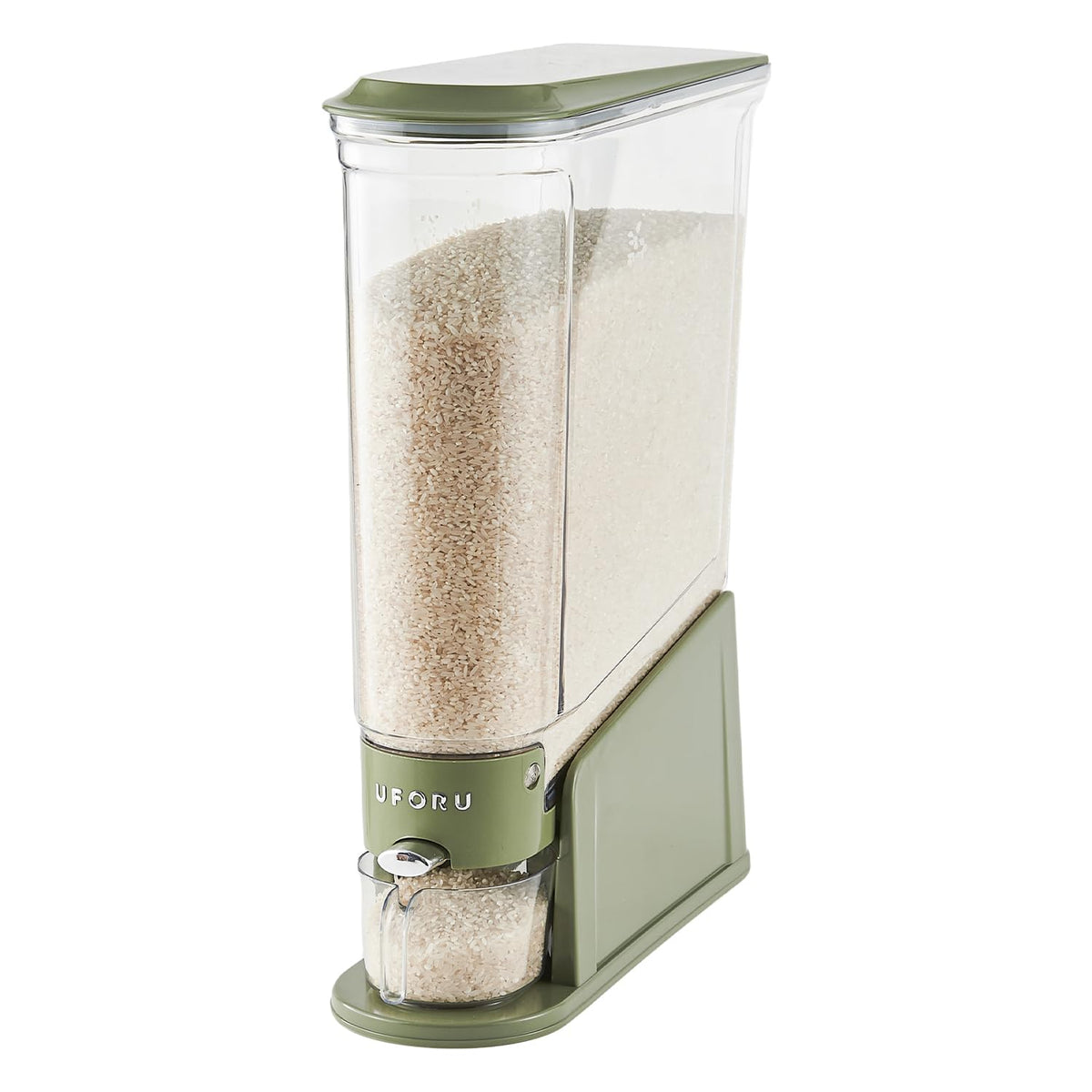 UFORU Slim Rice Dispenser 11 LB,Clear Rice Storage for Small Spaces