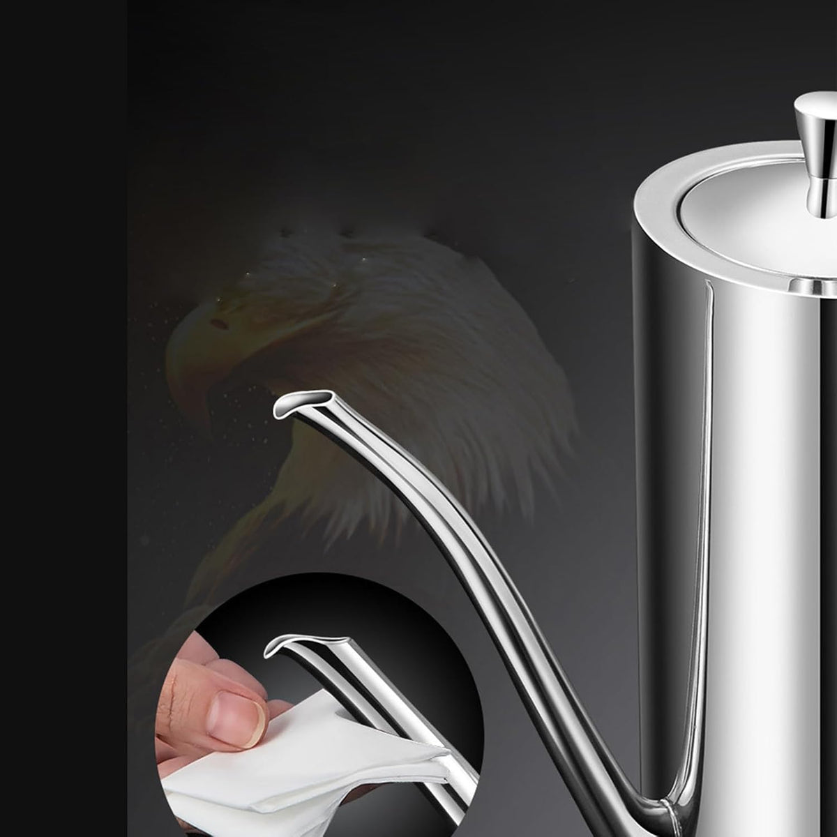 KSENDALO SUS304 24oz/700mL Stainless Steel Olive Oil Dispenser, Silver