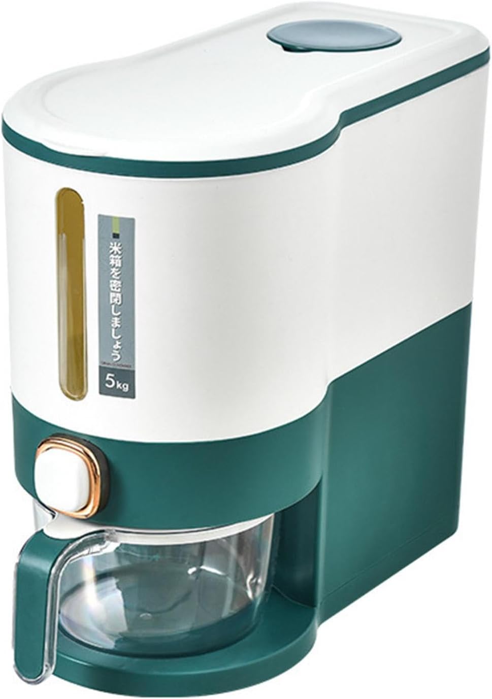 Rice Dispenser, 5kg/10kg Rice Cereal Storage Containers, Press Type Kitchen Rice Bucket, Cereal Rice Box with Measuring Cup, Reusable Household Cereal Dispenser Bucket for Kitchen Countertop Pantry