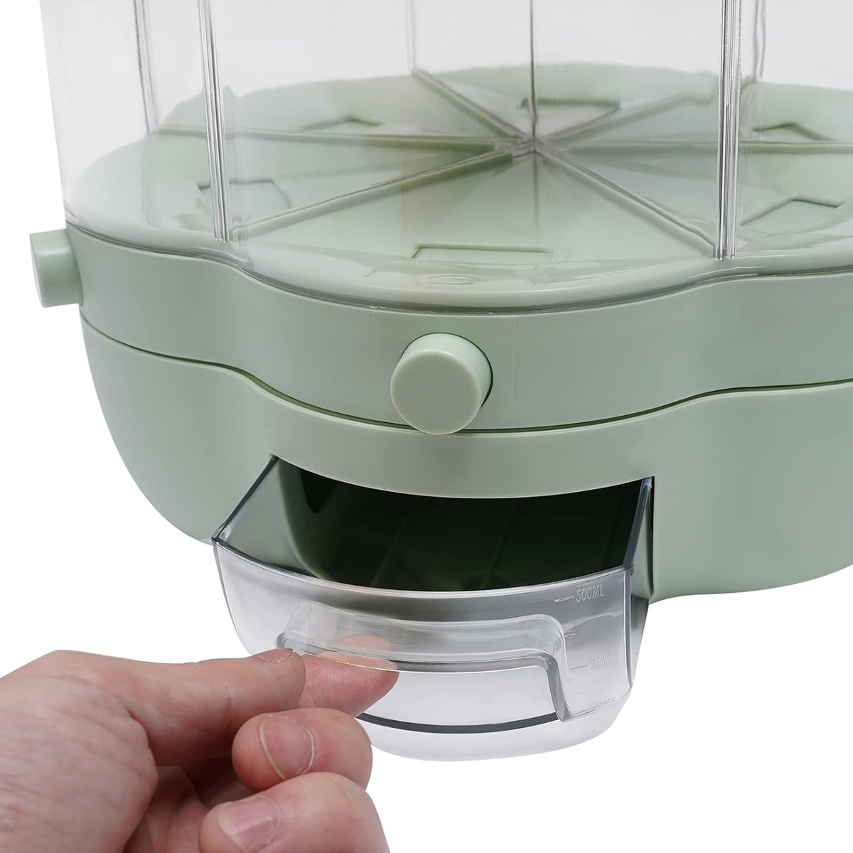Grain Storage Container Dispenser, 6 Grids rice dispenser rotating, 360° rotating food dispenser One-Click Output rice Storage Round Grain Dispenser Kitchen (Matcha Medium 1.53kg)