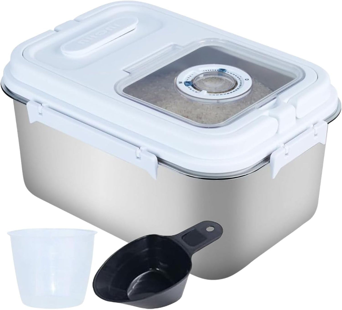 Saim Stainless Steel Rice Container, 20Lbs Airtight Storage Bin with Scoop