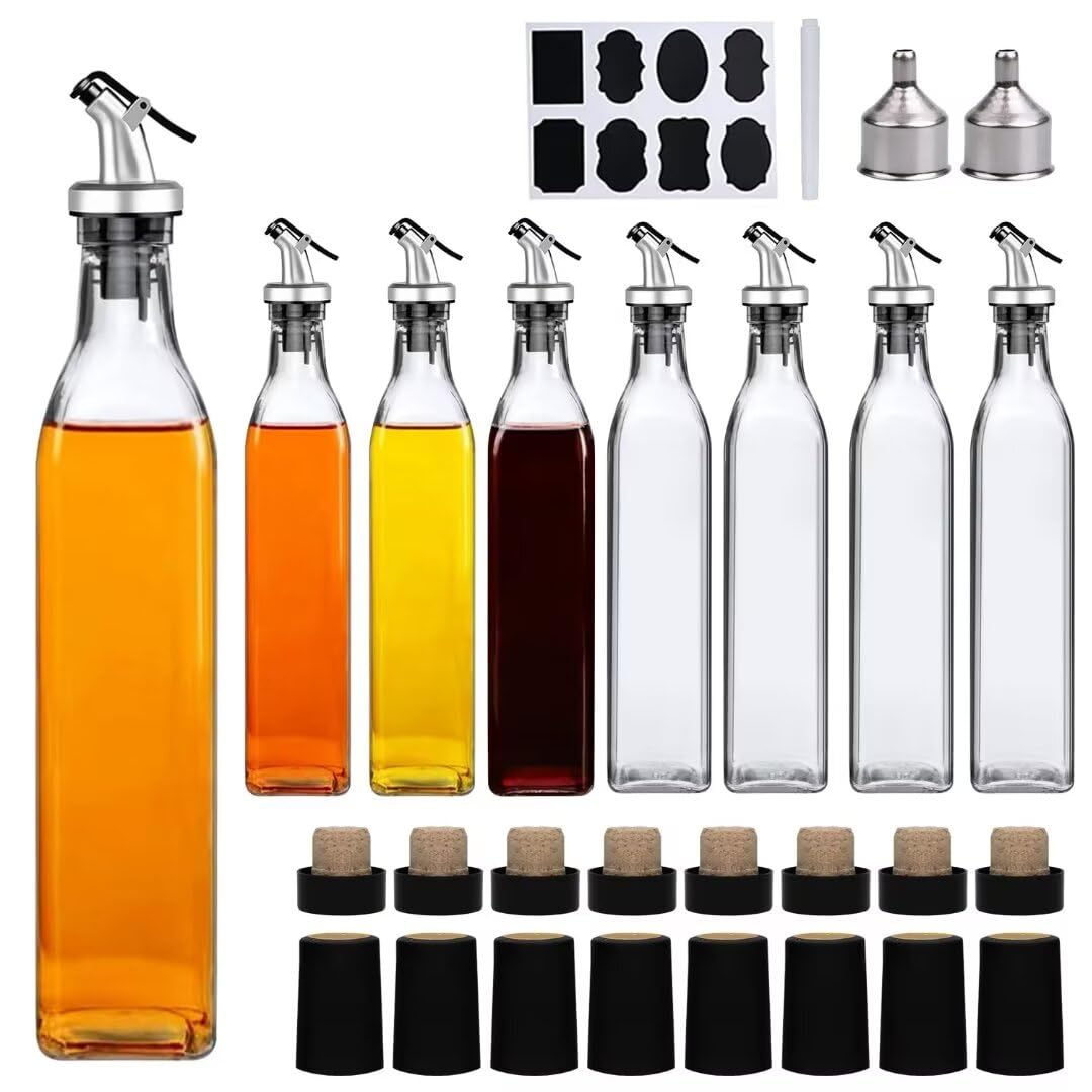 Salzesfalls 8Pcs 17oz Olive Oil Dispenser Bottle, Oil Dispenser for Kitchen