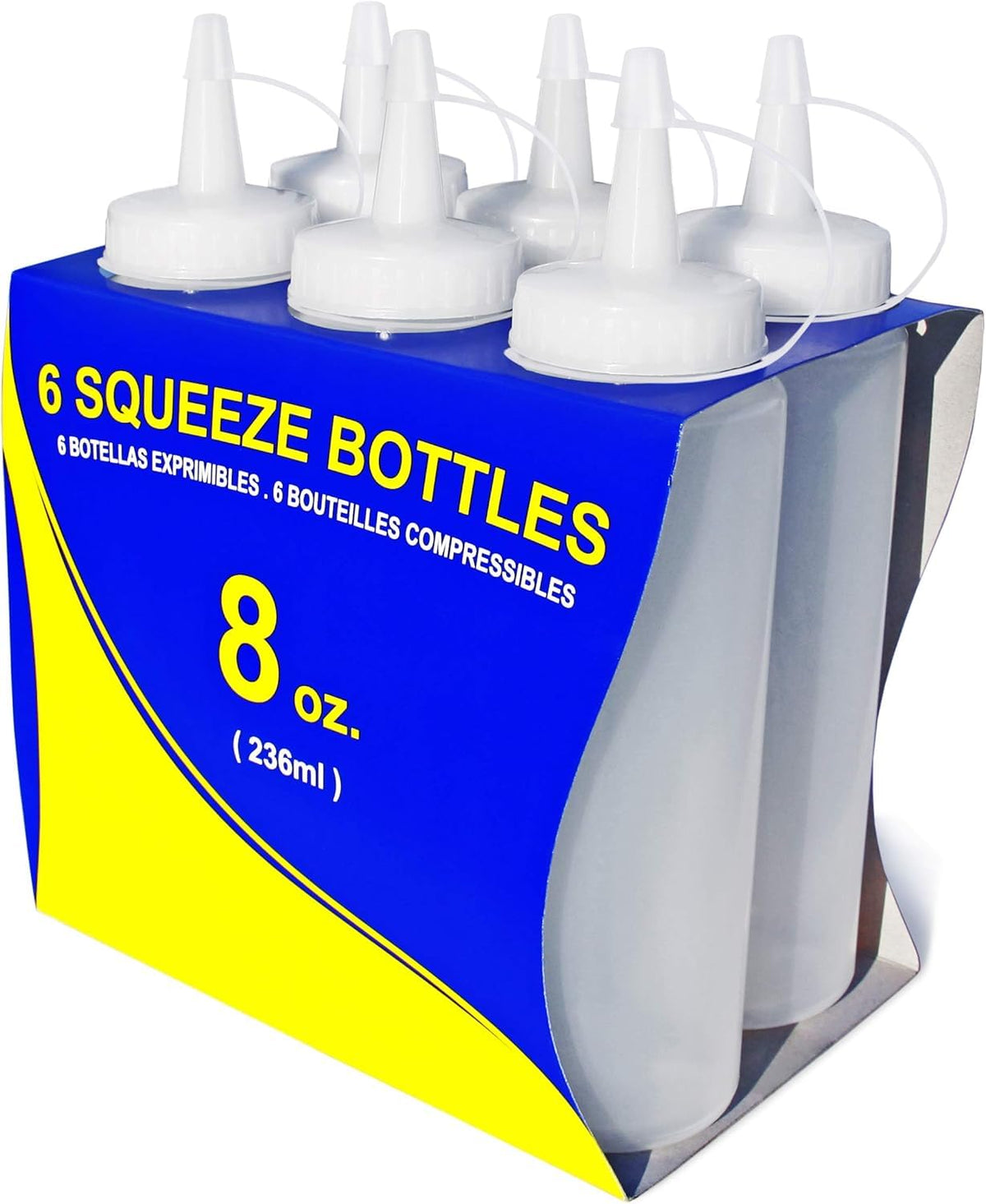 New Star Plastic Squeeze Bottle, 12-Ounce, Set of 6, Clear