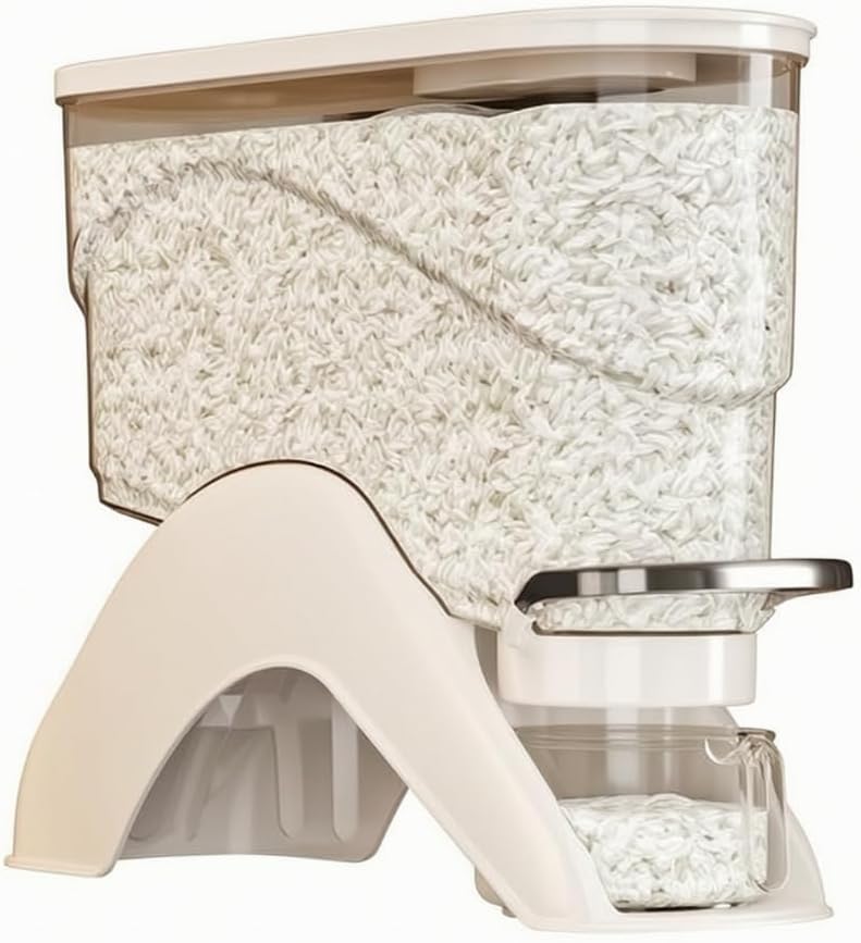 Baoblaze Airtight Grain Dispenser with Receptacle, Small, White