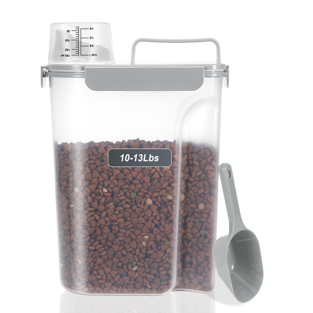 LEAWALK 5Lbs Airtight Cat Dog Food Storage Container with Upgraded Large Nozzle BPA-Free, Pet Food Storage Containers for Rice, Grain, Pet Food, Flour, Dog Treat Storage (Dark Gray, 5L-1pack)