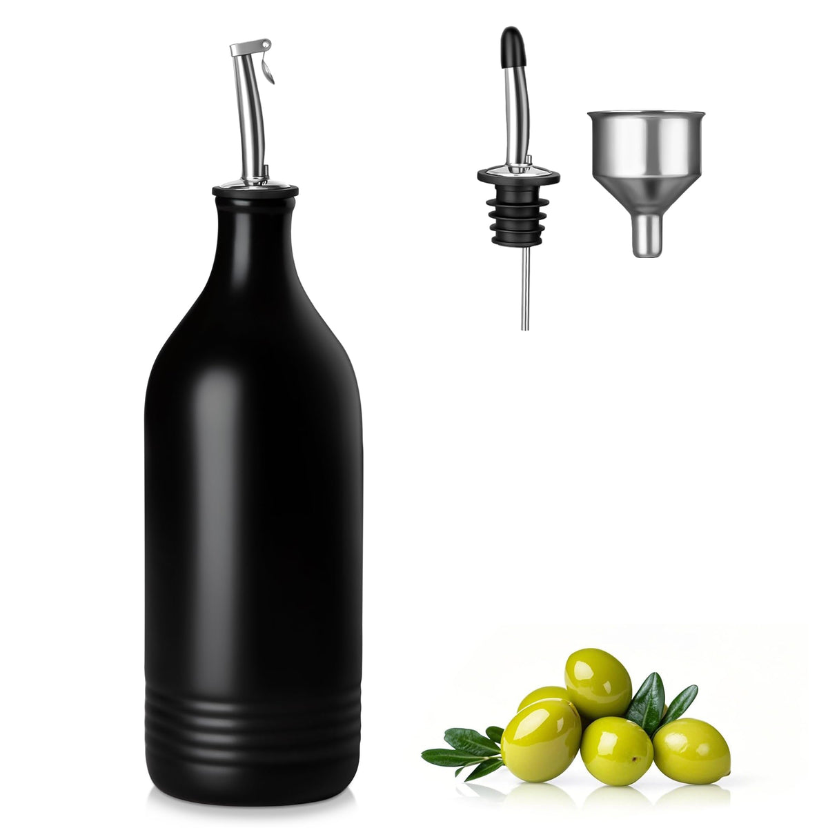 vancasso 20 Oz Ceramic Olive Oil Dispenser Bottle, Oil and Vinegar, Cream
