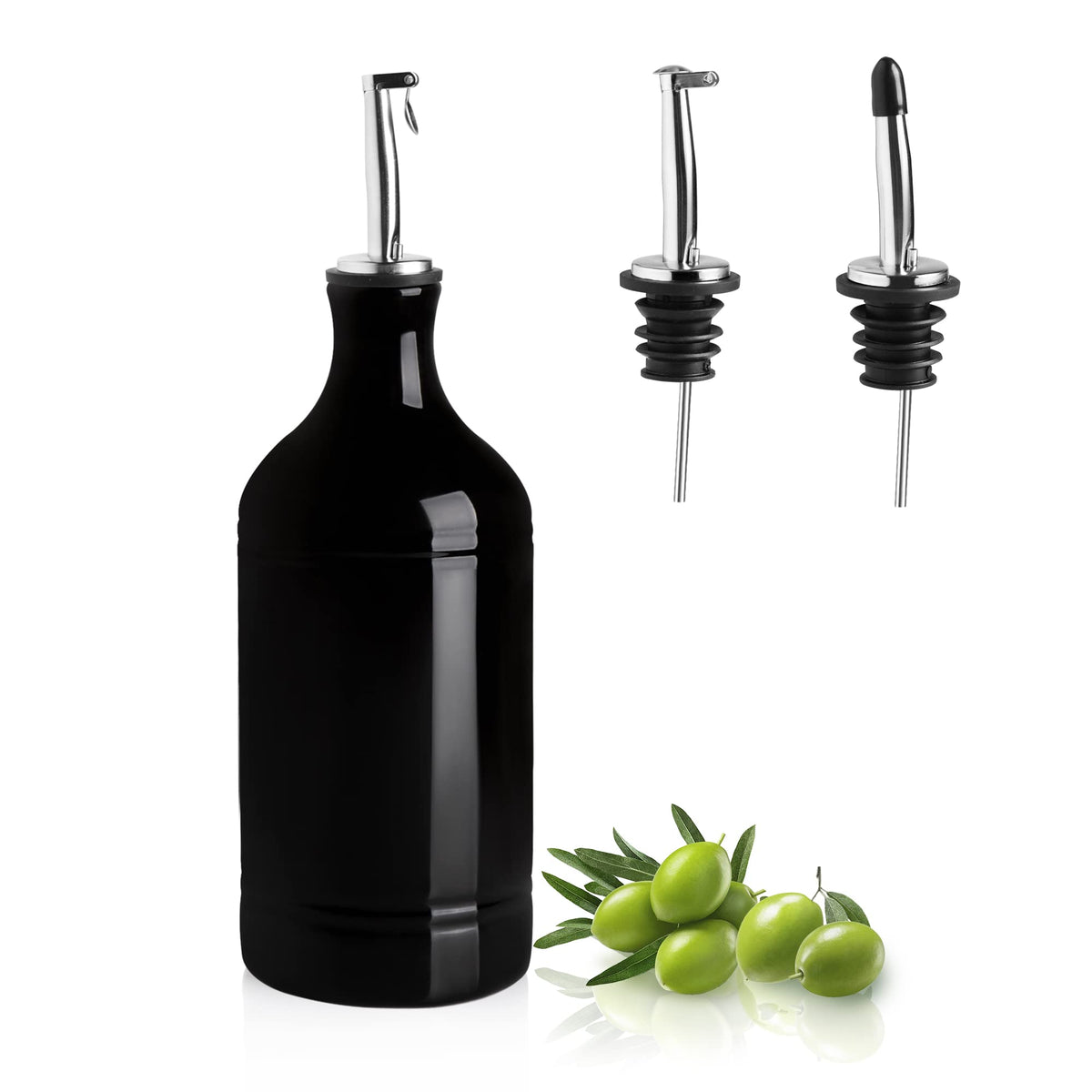 Sweejar Ceramic Olive Oil Dispenser Bottle, Opaque Oil Cruet Protects Oil to Reduce Oxidation, Suitable for Storage Oil, Vinegar, Coffee Syrups & Other Liquids, Pack of 1, 15.5 Fl Oz (White)