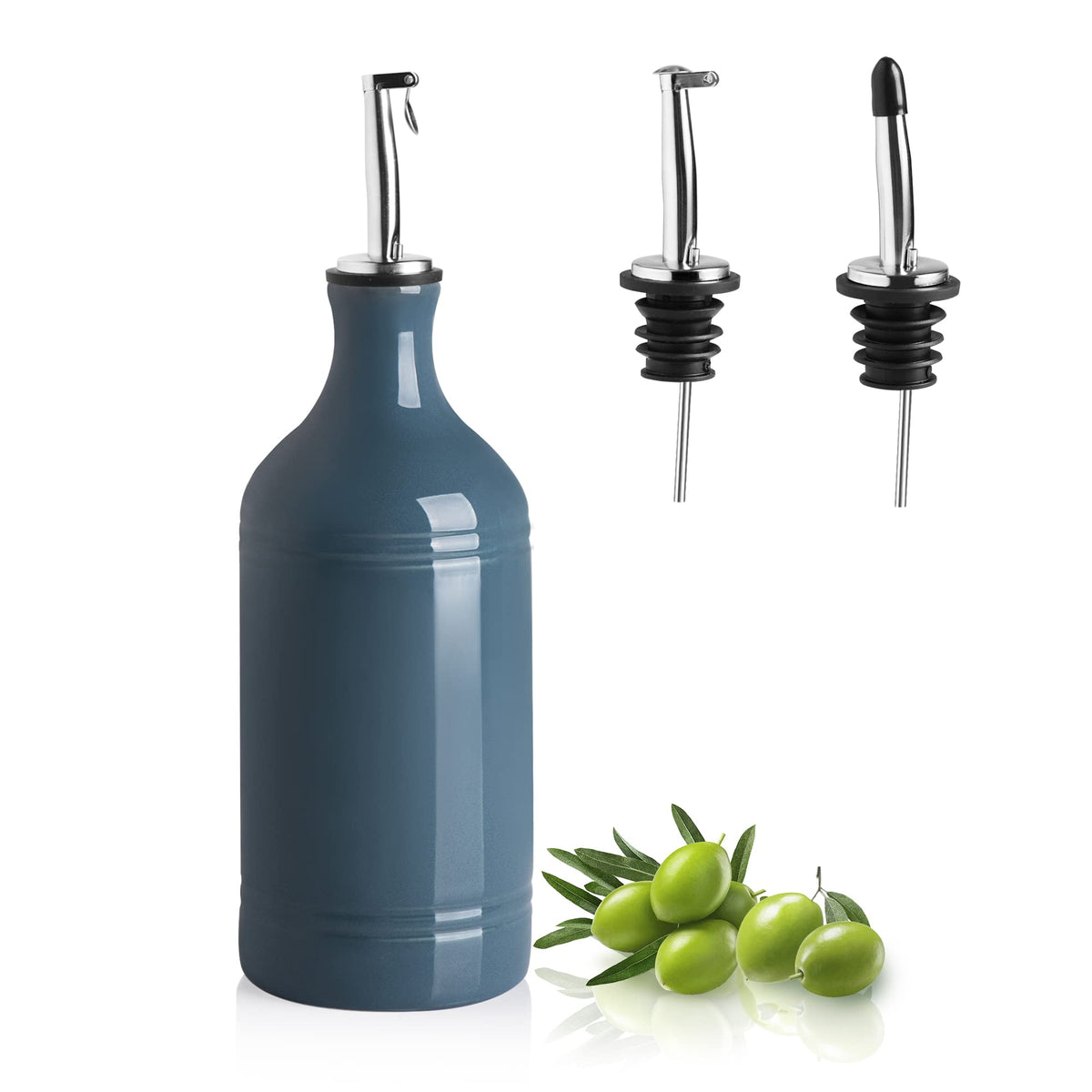 Sweejar Ceramic Olive Oil Dispenser Bottle, Opaque Oil Cruet Protects Oil to Reduce Oxidation, Suitable for Storage Oil, Vinegar, Coffee Syrups & Other Liquids, Pack of 1, 15.5 Fl Oz (White)