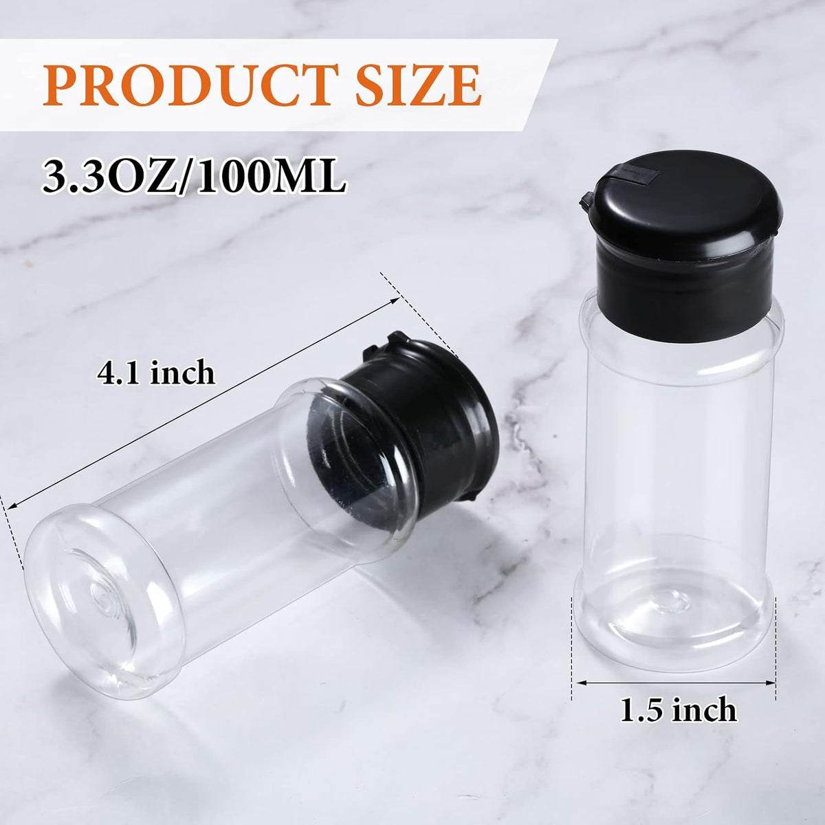 50 Pcs 3.3 Oz/ 100ml Plastic Spice Jars with Shaker Lid Seasoning Container