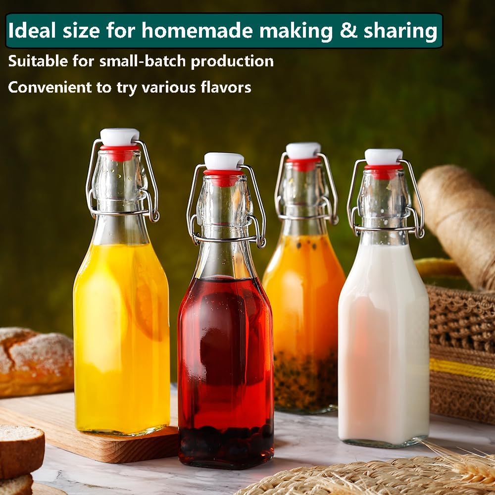 ZEBEIYU Swing Top Glass Bottles 8 oz with Airtight Lids for Home Brewing