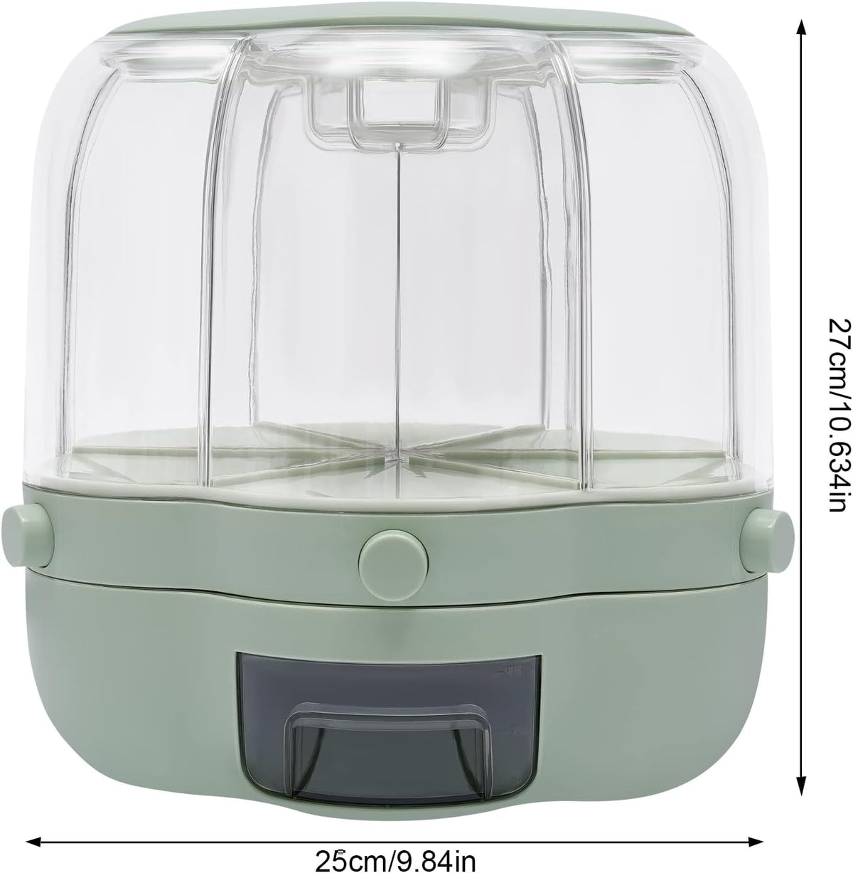 6 Grids Rice & Grain Storage Container Rice Dispenser 360° Rotating Food Dispenser Grain Dispenser One-Button Pressing Storage Bucket for Grains Snacks Candy Coffee Beans Dog